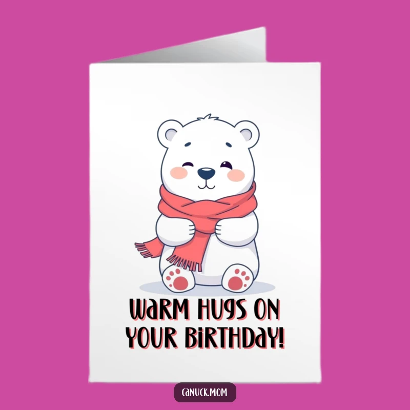 Free Printable Birthday Card: Hugging Polar Bear, Sweet Downloadable Funny Gift