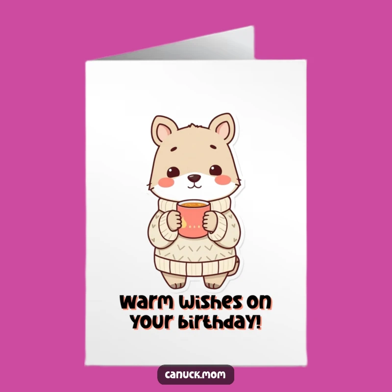 Free Printable Funny Birthday Card: Cozy Sweater Animal Warm Wishes