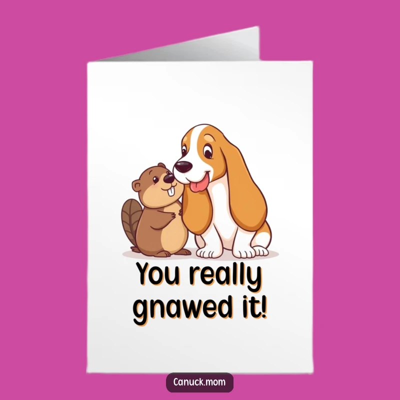 Free Printable Basset Hound Beaver Congrats Card - Funny Animal Downloadable Gift