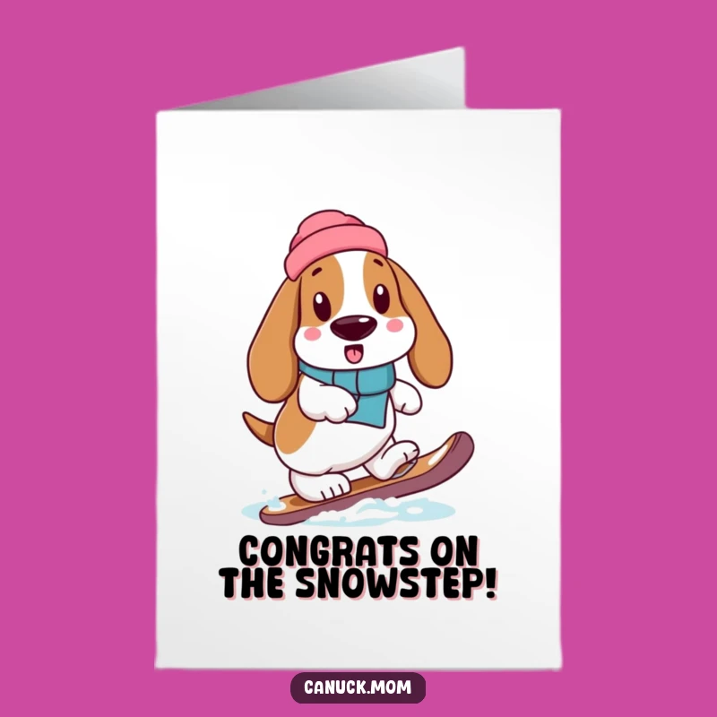 Free Printable Basset Hound Congrats Card: Snowshoe Care Downloadable Gift