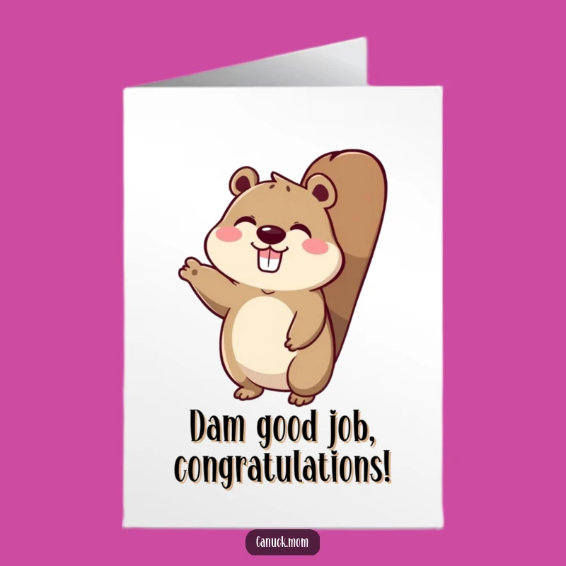 Free Printable Beaver Tail Congrats Card: Funny Animal Waves for Big News!