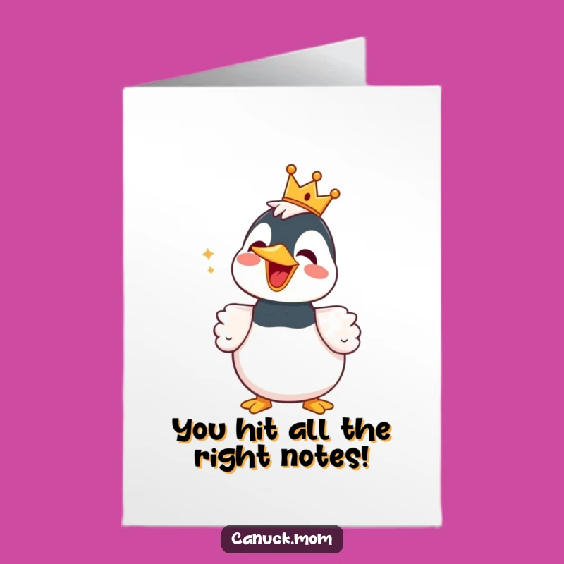 Free Printable Congrats Card: Crowned Loon Sings Happy Tune - Funny Downloadable Gift