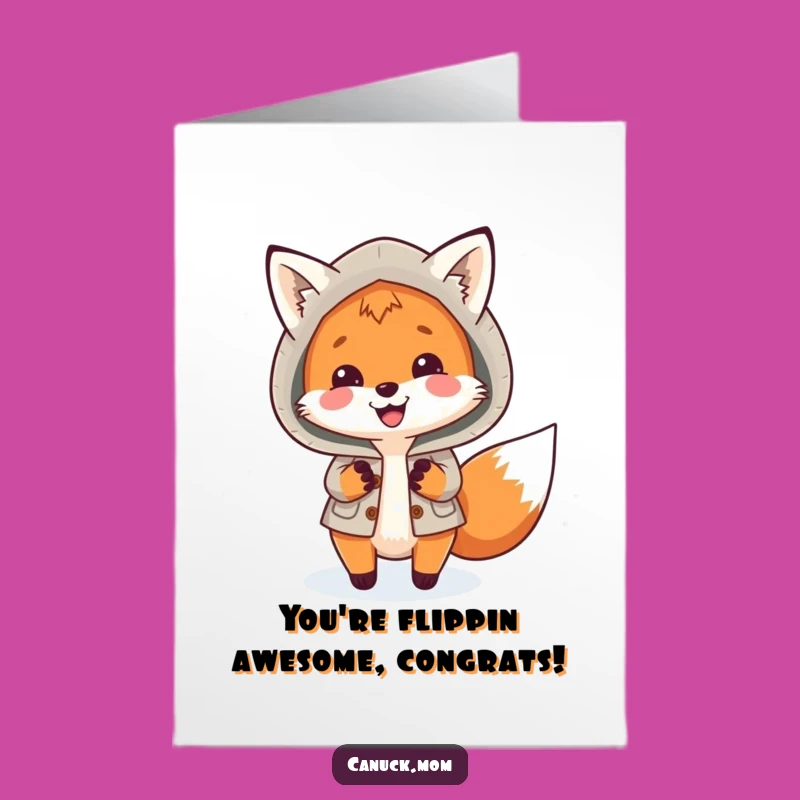 Free Printable Congrats Card: Joyful Fox in Parka, Celebrating Winter Wonders