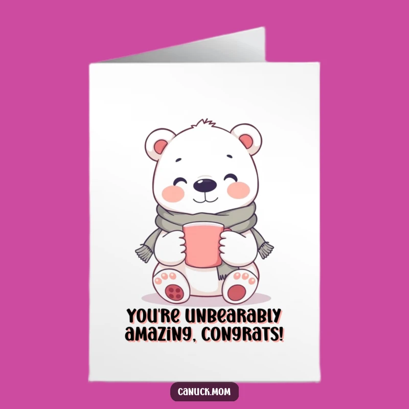 Free Printable Polar Bear Congrats Card - Warm Wishes Downloadable for Any Achievement!