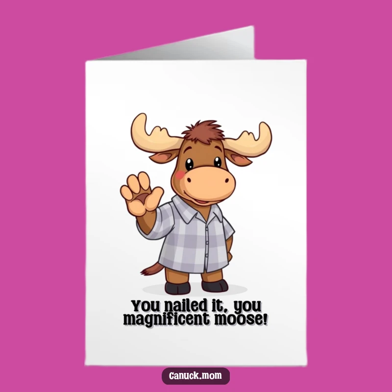 Moose Congrats Card Free Printable: Waving & Joyful Downloadable Gift