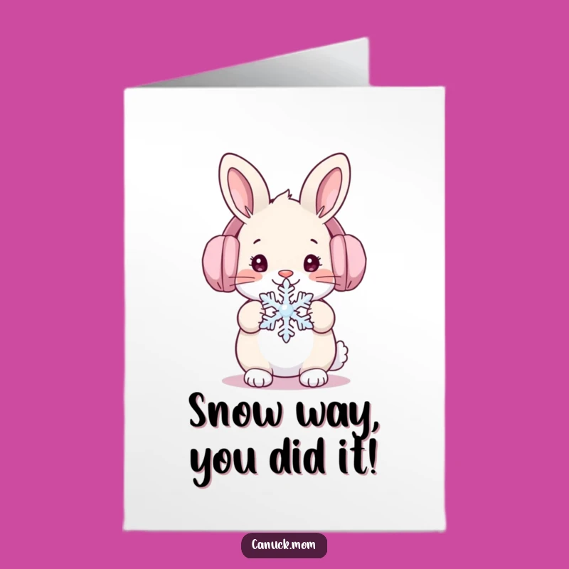 Free Printable Congrats Card: Snowy Rabbit Ear Muffs Snowflake Downloadable Gift