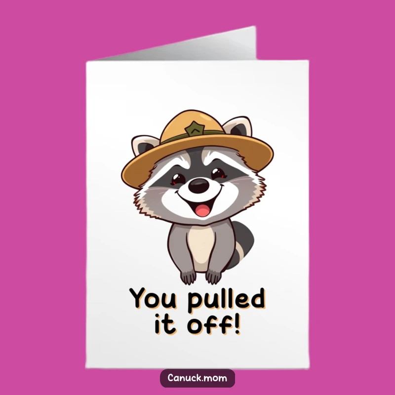 Free Printable Congrats Card: Raccoon Ranger's Discovery - Funny Downloadable