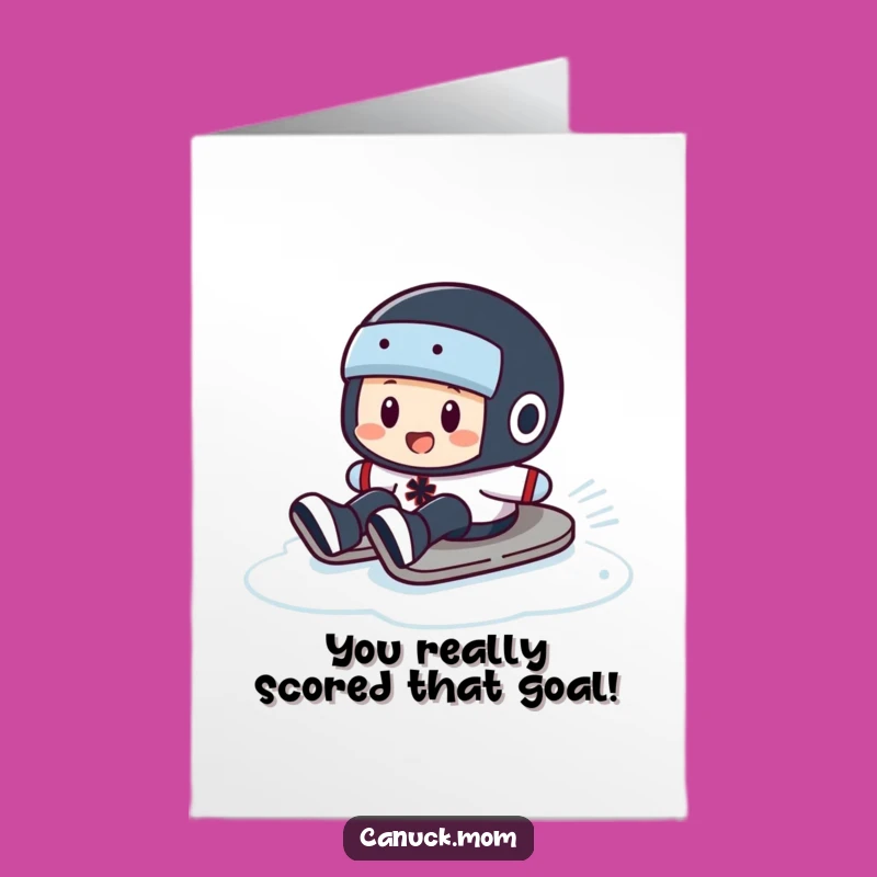 Free Printable Puck Slide Congrats Card - Score Big with this Funny Downloadable!