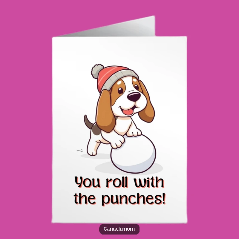 Free Printable Congrats Card: Tripping Basset Hound Funny Downloadable Celebration Gift