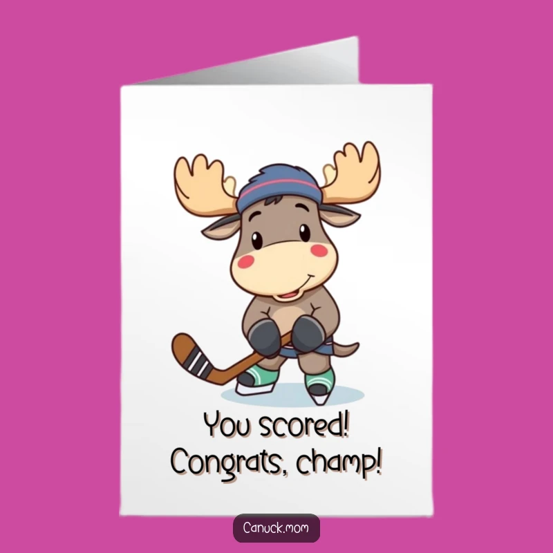 Free Printable Hockey Moose Congrats Card: Funny Downloadable Win Celebration
