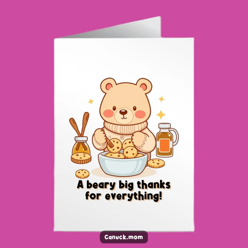 Bear Thank You Card Free Printable: Baking & Grateful Downloadable Gift