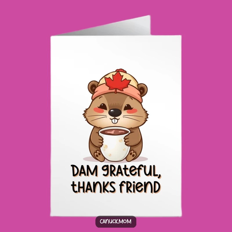 Free Printable Thank You Card: Beaver Toque - Funny Animal Gift!