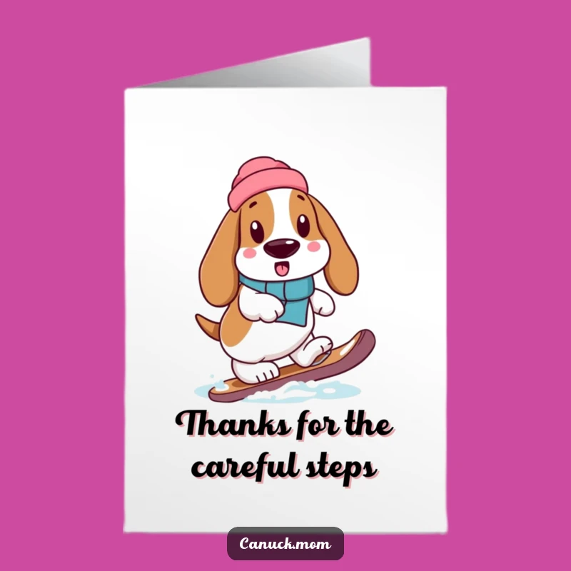 Free Printable Basset Hound Thank You Card: Snowshoe Care Downloadable Gift