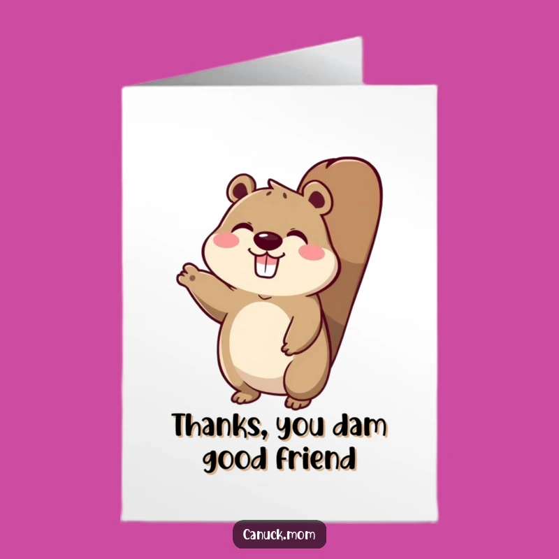 Free Printable Beaver Tail Thank You Card: Funny Animal Waves for Your Gratitude!