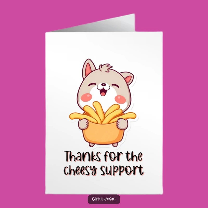 Free Printable Poutine Thank You Card: Funny Animal Grateful for Delicacy!