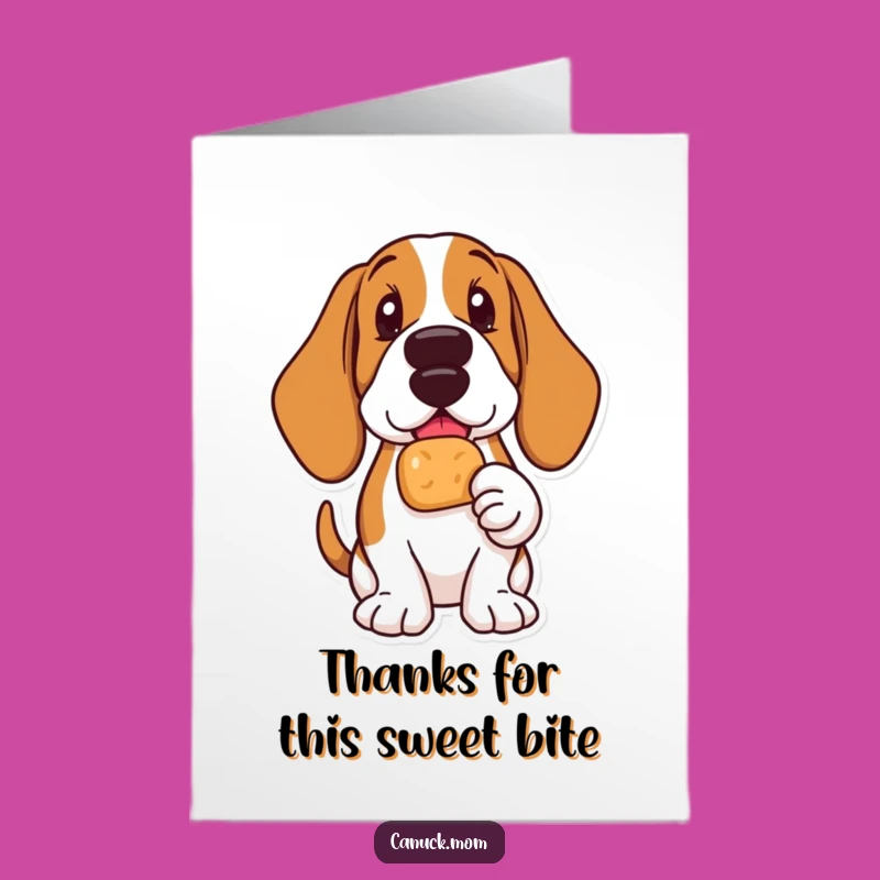 Free Printable Thank You Card: Happy Basset Hound Timbit - Funny Downloadable Gift