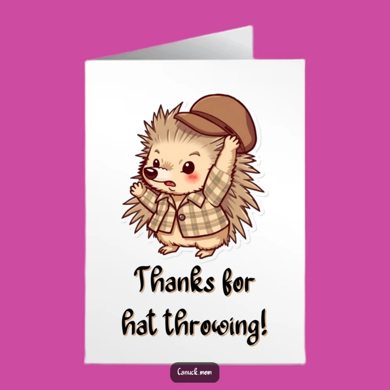 Free Printable Thank You Card: Plaid Porcupine Hat Throw Downloadable Gift