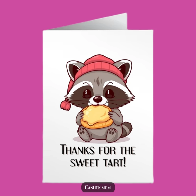 Free Printable Thank You Card: Raccoon Beanie Butter Tart Downloadable Gift