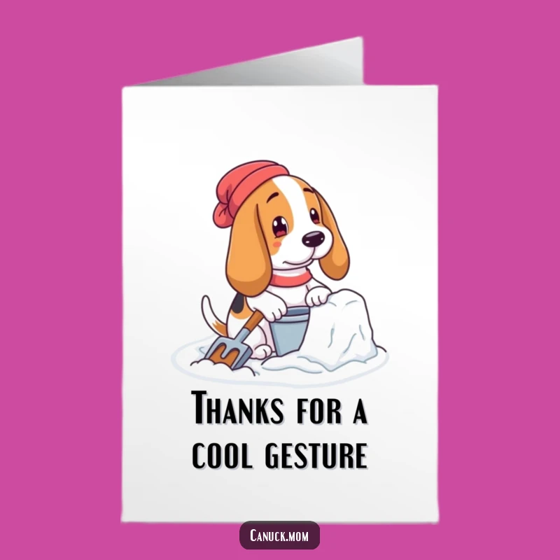 Free Printable Thank You Card: Snow Fort Basset Hound Funny Downloadable Winter Thanks