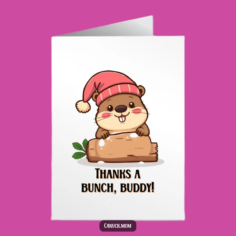 Free Printable Thank You Card: Funny Beaver, Festive Log Gratitude
