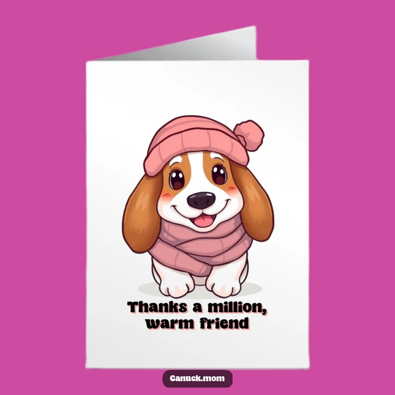 Free Printable Funny Basset Hound Thank You Card: Cozy Dog's Gratitude Downloadable