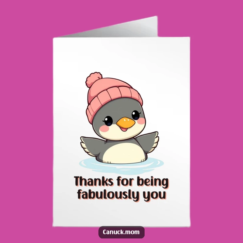 Free Printable Thank You Card: Serene Loon in Beanie, Funny Downloadable Appreciation Gift