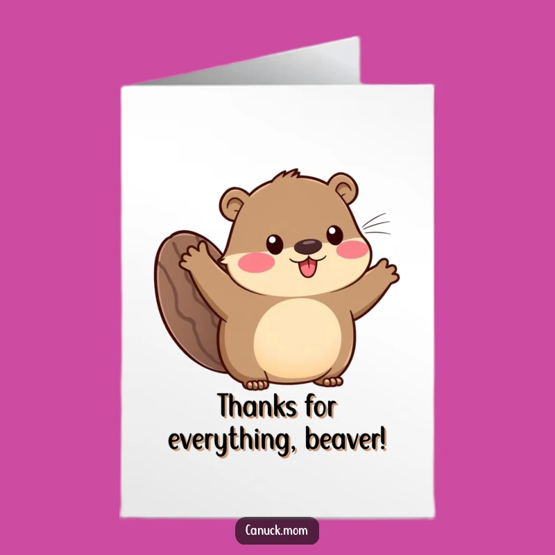 Free Printable Thank You Card: Beaver Tail Wave Animal, Friendly Gift
