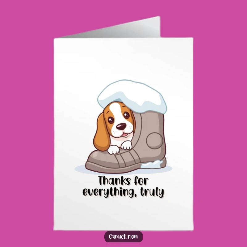 Free Printable Thank You Card: Peekaboo Basset Hound Snowshoe, Downloadable Appreciation