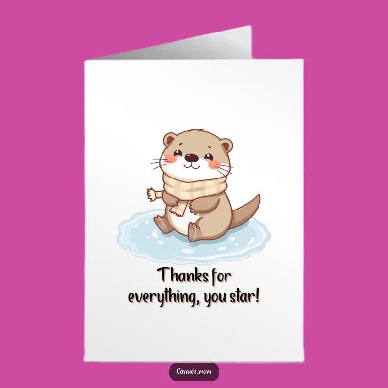Free Printable Thank You Card: Adorable Otter Sliding, Grateful Fun Download