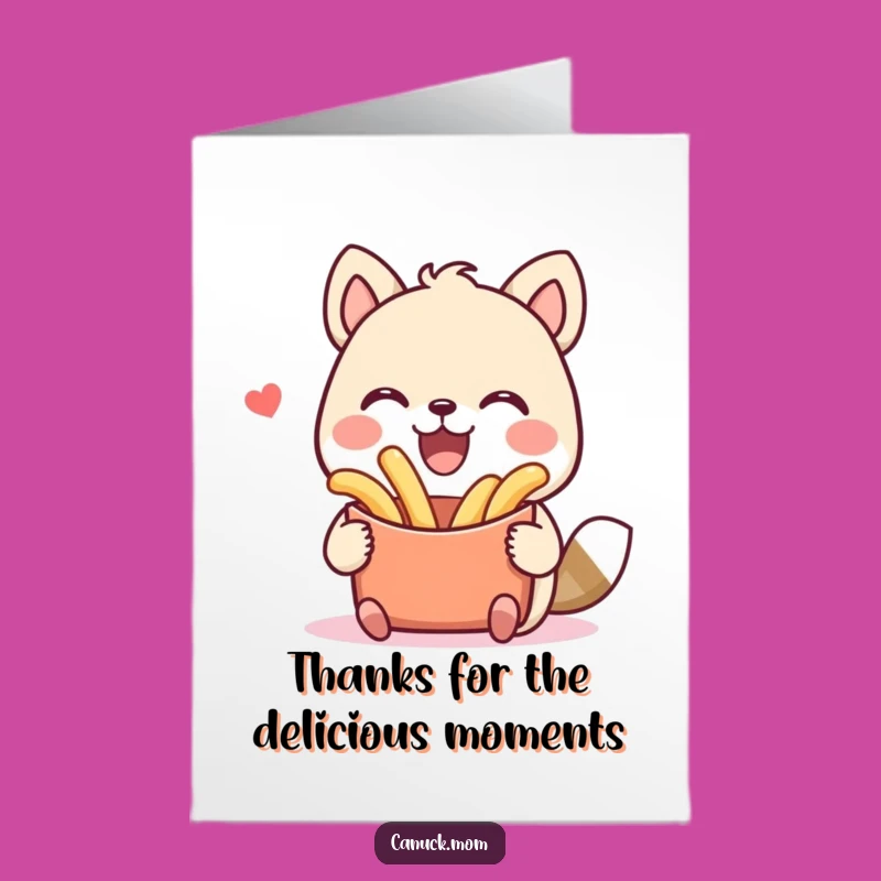 Free Printable Thank You Card: Grateful Poutine Animal for a Deliciously Humorous Appreciation