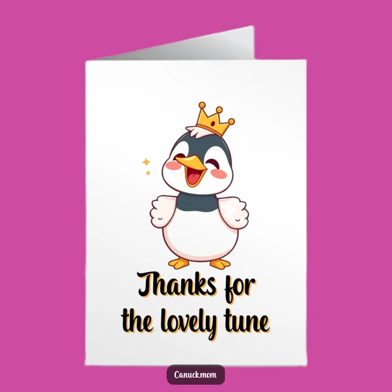 Free Printable Thank You Card: Singing Loon with Crown - Funny Downloadable Gift