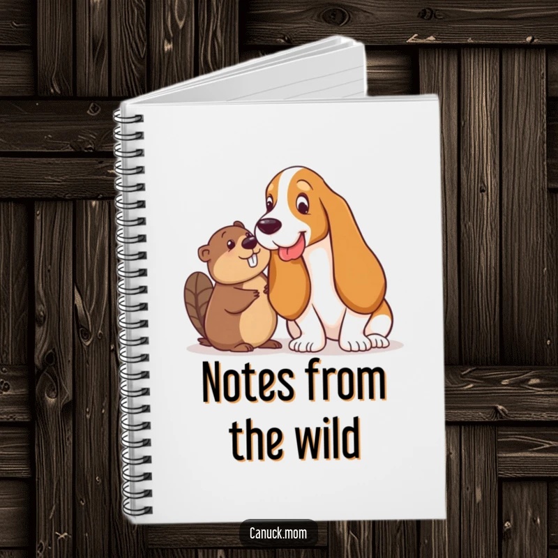 Funny Basset Hound and Beaver Notebook: A Basset Hound and a Beaver share a playful glance, perfect for journaling adventures.