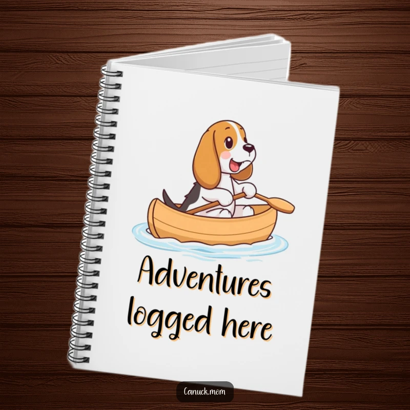Funny Basset Hound Canoe Notebook: A happy Basset Hound rides in a tiny canoe, perfect for jotting down adventure notes.