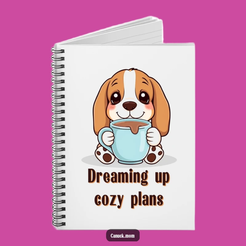 Funny Basset Hound Hot Chocolate Cozy Notebook: Jot Down Warm Thoughts Gift