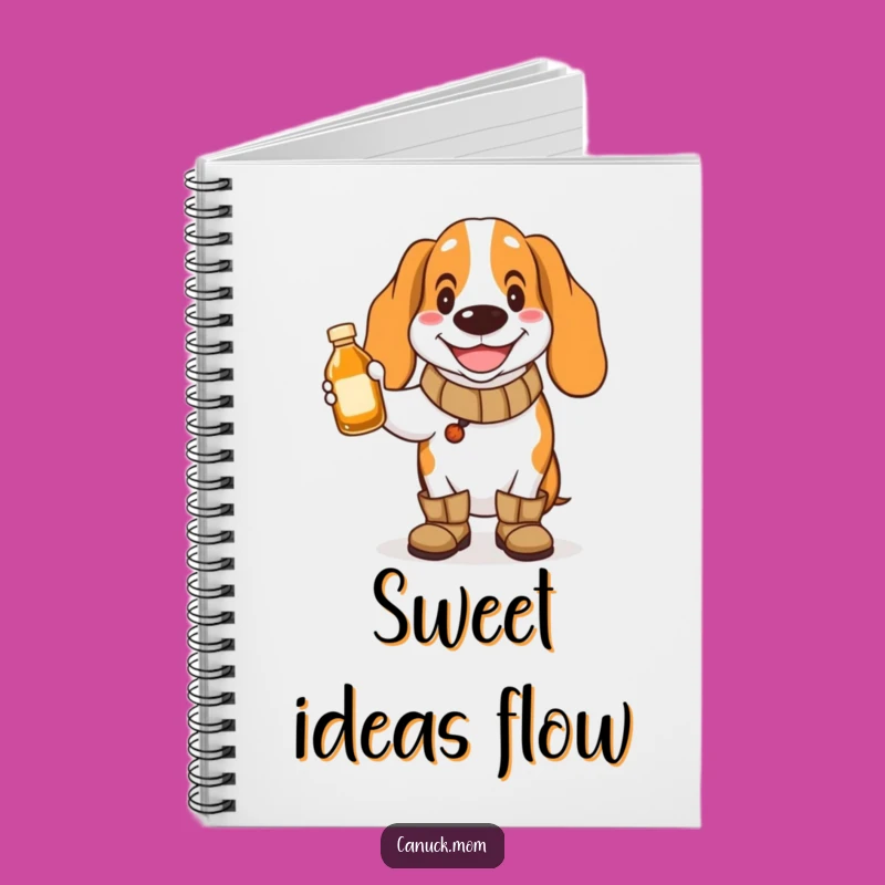Funny Basset Hound Maple Syrup Notebook - Cheerful Boots Dog, Perfect Journal Funny Gift