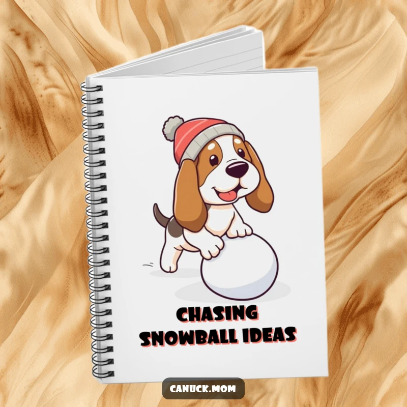 Funny Basset Hound Notebook: A dog tripping over a snowball, ready to hold your notes.