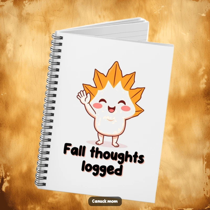 Funny Maple Leaf Wave Notebook: A cheerful maple leaf character waving, inspiring happy thoughts and organized notes.
