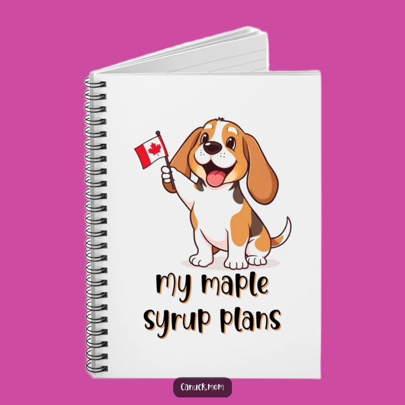 Funny Basset Hound Canadian Flag Notebook - Patriotic Journal Gift