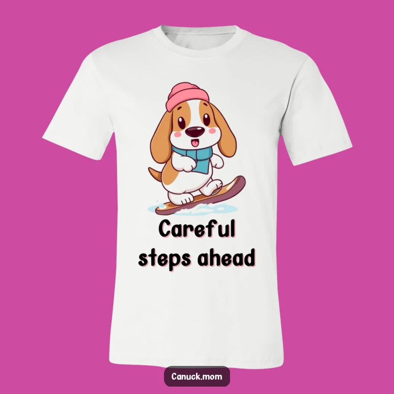 Funny Basset Hound Snowshoe Stepping T-Shirt: Hilarious Winter Wonder Gift