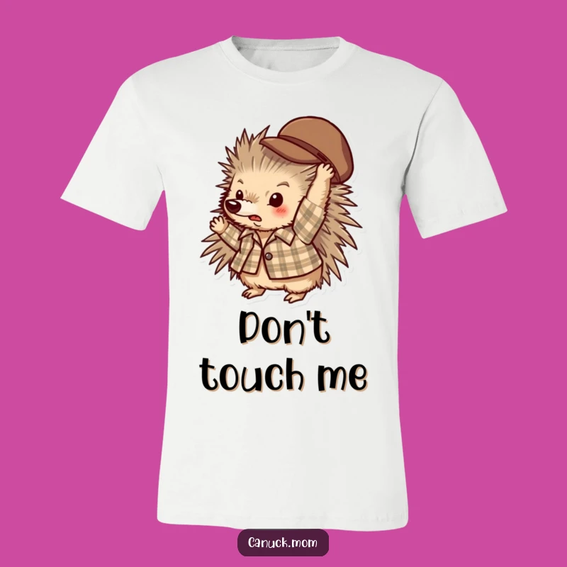 Funny Porcupine Plaid T-Shirt: Playful Hat Tosser Bandit Tee