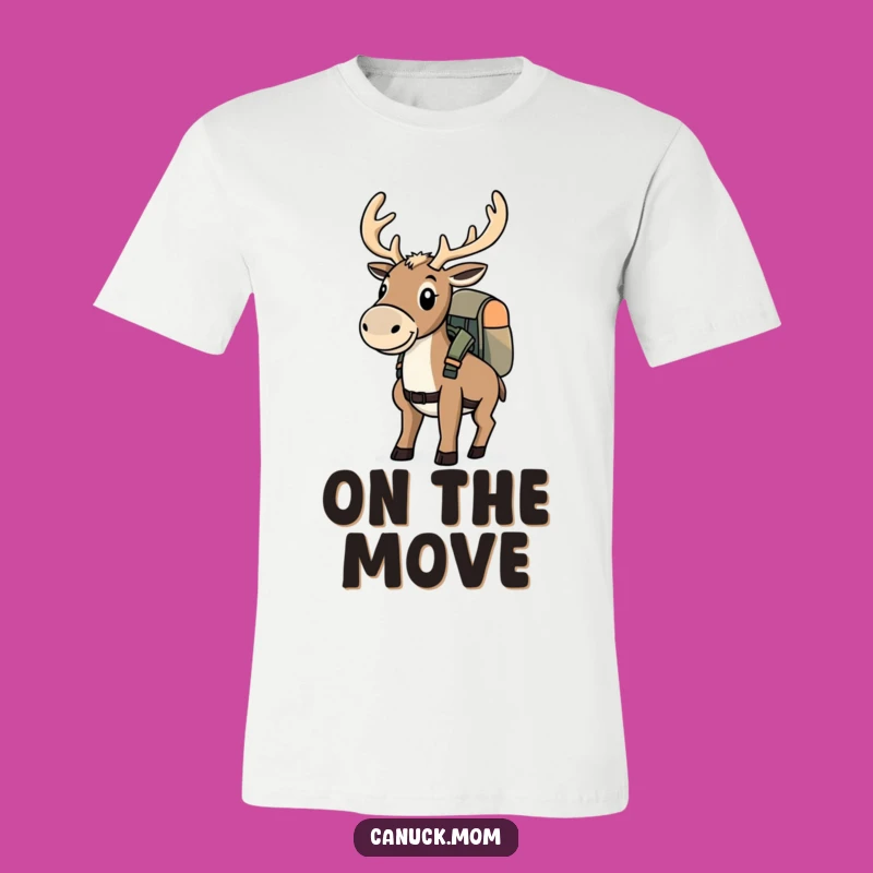 Funny Caribou Backpack T-Shirt - Determined Explorer Adventure Gift
