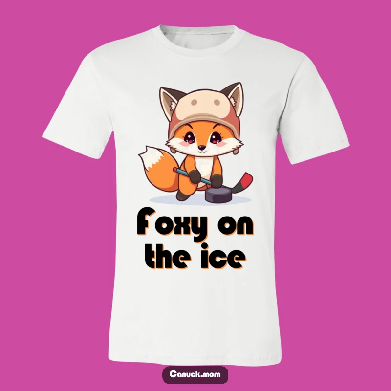 Funny Fox Hockey Puck T-Shirt: Trapper Hat Sports Fan Gift