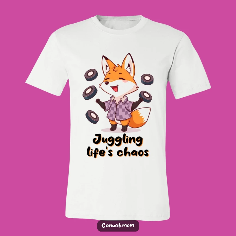 Funny Fox Juggling Pucks T-Shirt: Playful Hockey Tee for a Humorous Gift