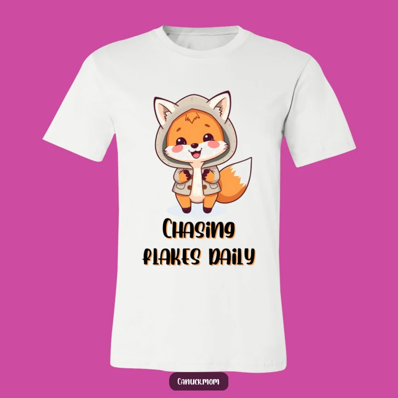 Funny Fox Parka T-Shirt: Cute Arctic Fox Chasing Snowflakes, Hilarious Winter Apparel Gift!