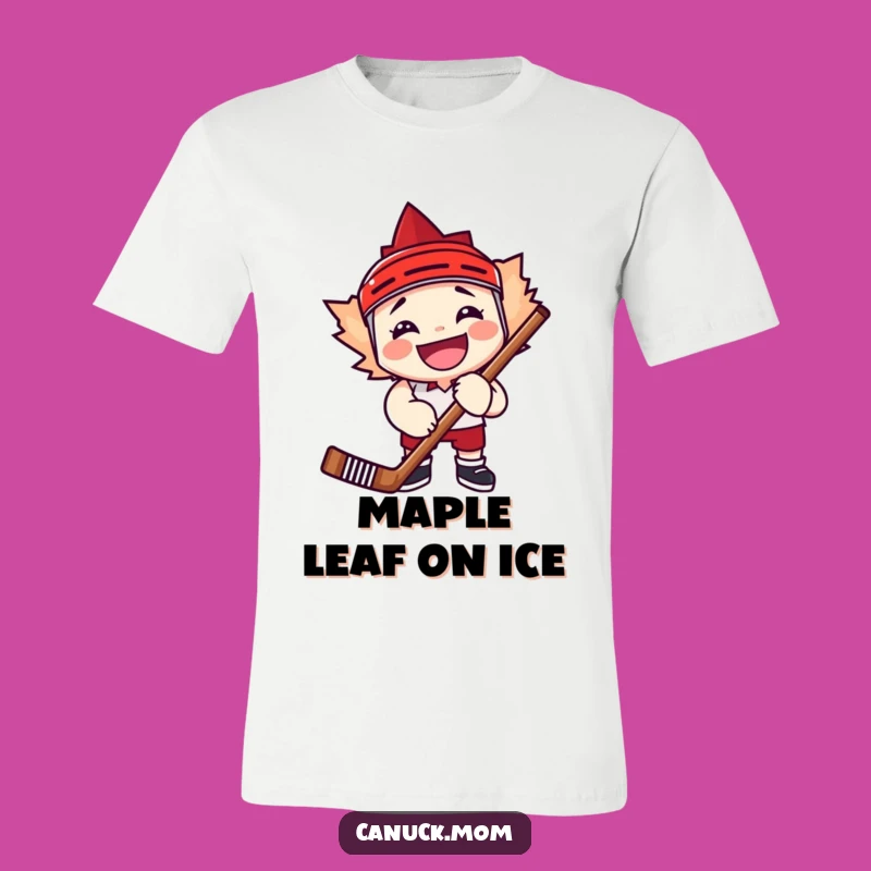 Funny Maple Leaf Hockey Grin Tee, Player Stick Humor T-Shirt Gift