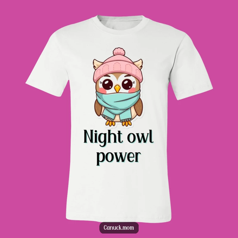 Kawaii Owl Toque Scarf T-Shirt - Adorable Winter Character Tee