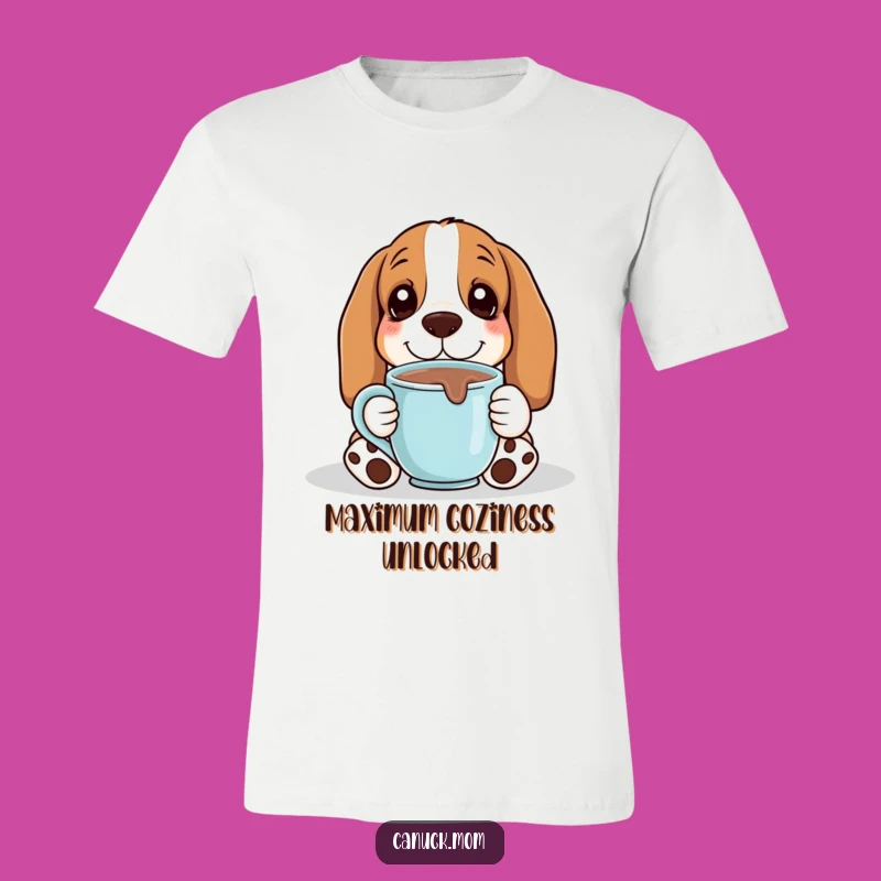 Funny Basset Hound Cozy Hot Chocolate T-Shirt: Relaxed & Warm Gift Idea