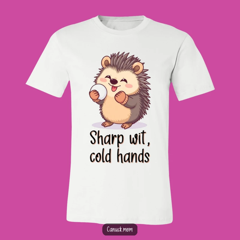 Funny Porcupine Mittens T-Shirt: Playful Snowball Action, Perfect Funny Gift