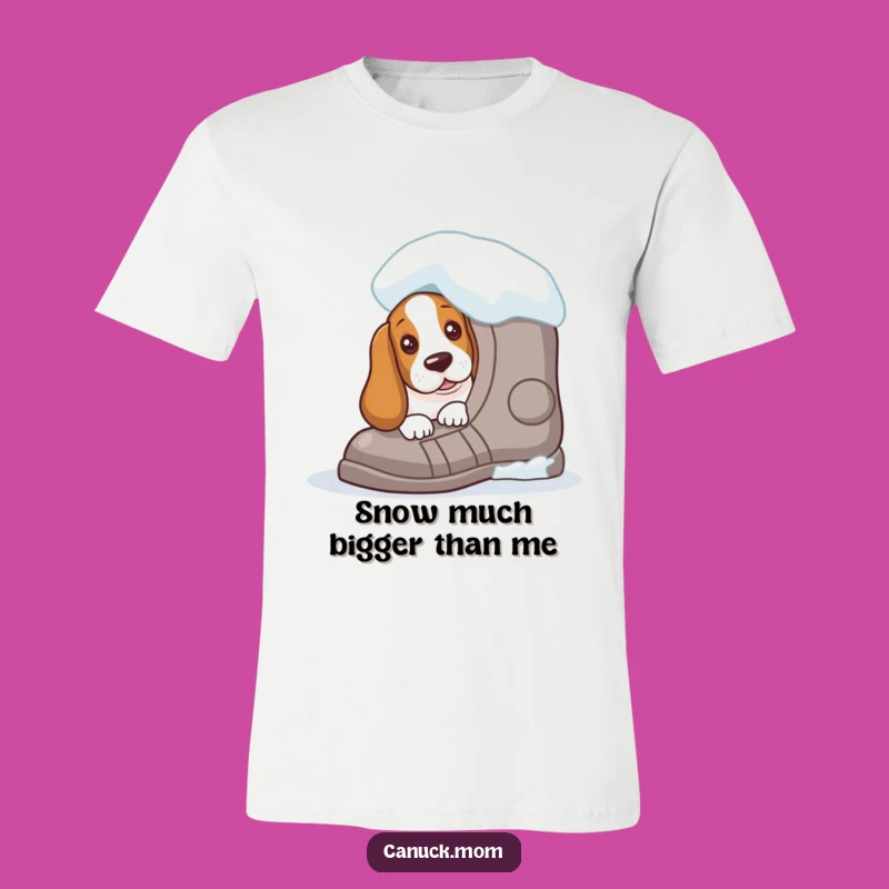 Funny Basset Hound Snowshoe T-Shirt - Curious Winter Dog Tee