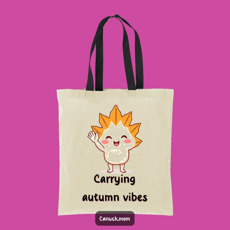 Funny Maple Leaf Wave Tote Bag: Carry Good Vibes with This Cheerful Character